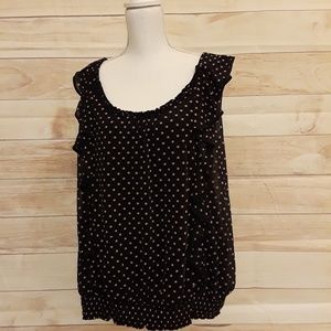 Elle black polka dot tank top with ruffles